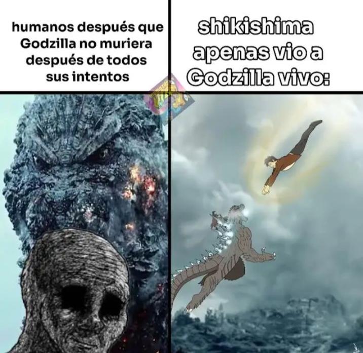 humanos después que Godzilla no muriera después de todos sus intentos shikishima apenas vio a Godzilla vivo: