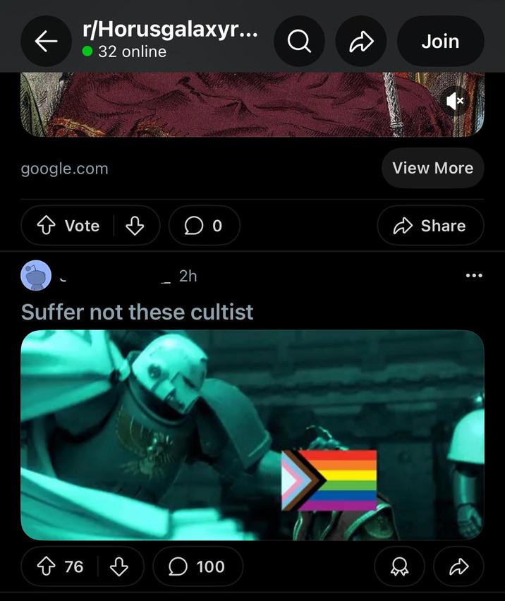 ← r/Horusgalaxyr... Join 32 online google.com + Vote в 2h Suffer not these cultist + 76 100 View More Share