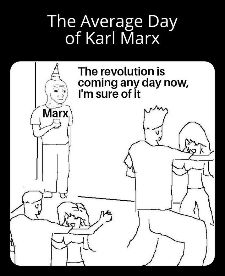 The Average Day of Karl Marx Marx The revolution is coming any day now, I'm sure of it