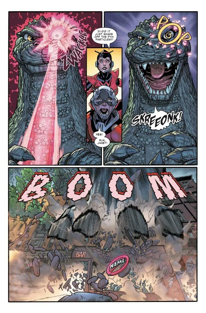 ZWACK YES! RUN, JANET! DI-DID IT JUST SHAKE OFF THE PYM PARTICLES?! SHREEONNI BOOM BAR NAME