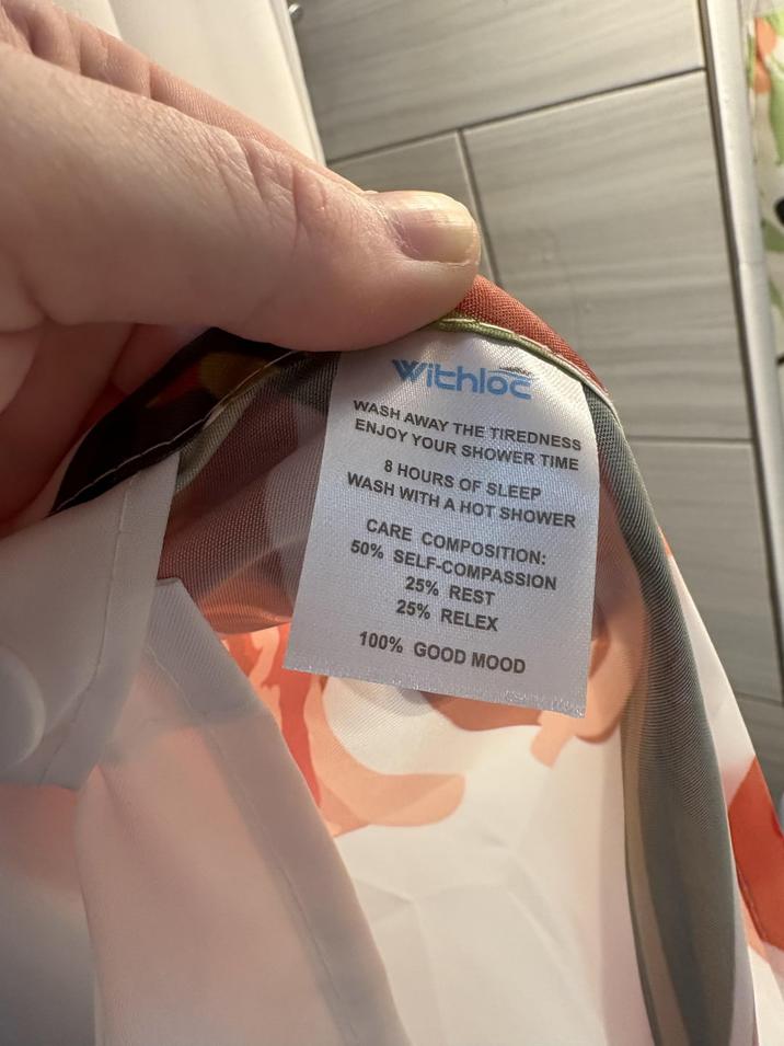 Withloc WASH AWAY THE TIREDNESS ENJOY YOUR SHOWER TIME 8 HOURS OF SLEEP WASH WITH A HOT SHOWER CARE COMPOSITION: 50% SELF-COMPASSION 25% REST 25% RELEX 100% GOOD MOOD