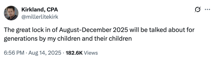 A "tweet":https://knowyourmeme.com/memes/sites/twitter-x joking about the "The Great Lock In of 2025," which originally went viral on "TikTok":https://knowyourmeme.com/memes/sites/tiktok in August 2025. 