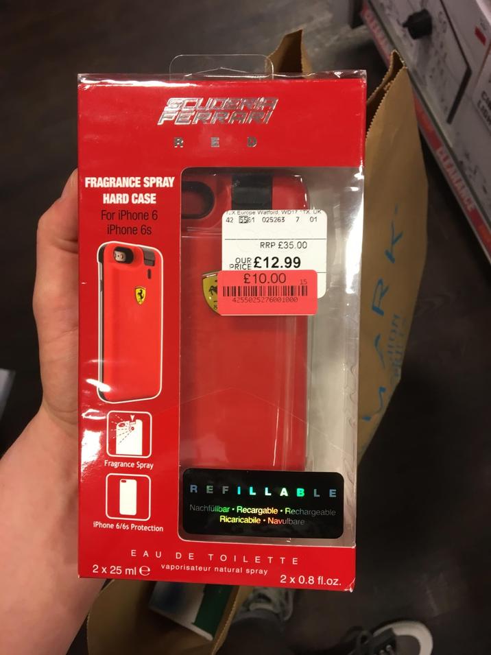FRAGRANCE SPRAY HARD CASE For iPhone 6 iPhone 6s TUX Europe Watford, WD17 TX UK 42 5561 025263 7 01 Fragrance Spray OUR RRP £35.00 PRICE £12.99 £10.00 4255025276001000 K iPhone 6/6s Protection REFILLABLE Nachfüllbar Recargable Rechargeable Ricaricabile Navulbare EAU DE TOILETTE 2 x 25 ml e vaporisateur natural spray 2 x 0.8 fl.oz. CLEARANCE NOTE