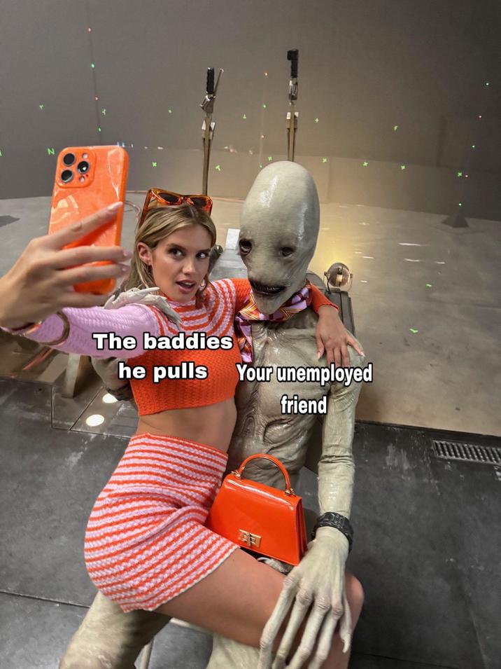 A meme about the unemployed friend pulling baddies. The meme uses the 
