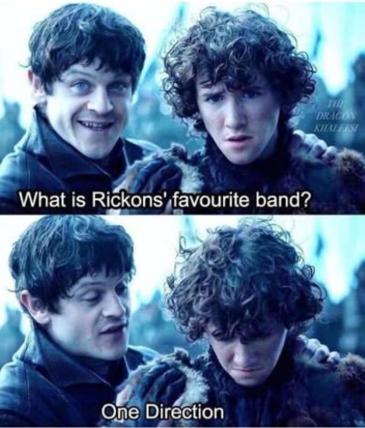 What is Rickons' favourite band? One Direction THE DRAGON KHALEESI