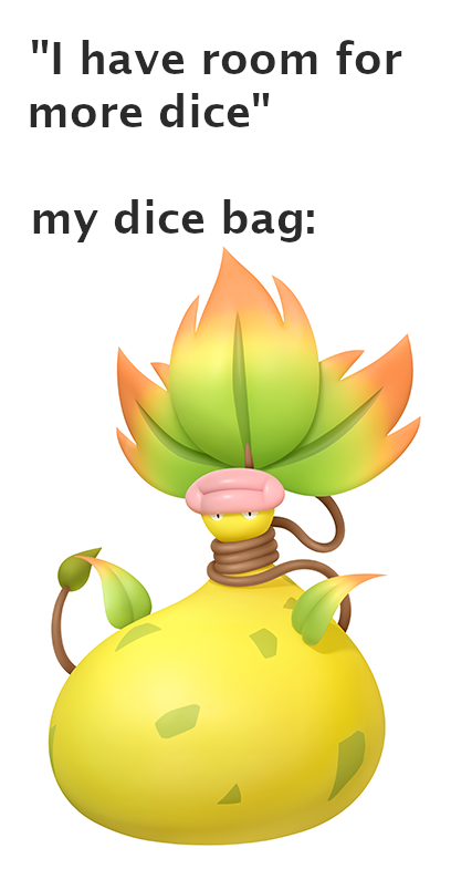 "I have room for more dice" my dice bag: