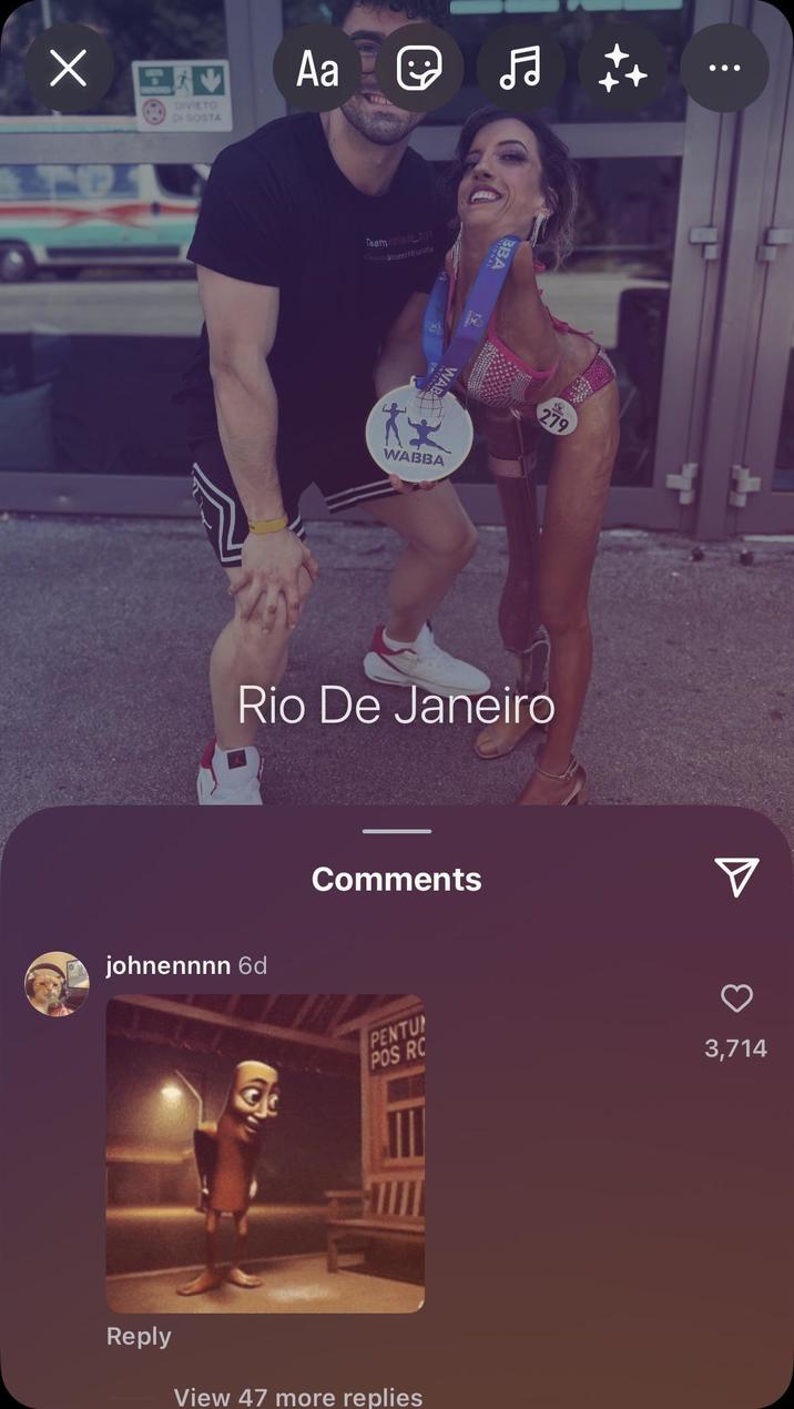 Х DIVIETO DI SOSTA Aa ♫ Team Nad 301 Check-Garnitur BBA WAB WABIBA 279 Rio De Janeiro johnennnn 6d Comments ☑ PENTU POS RC Reply View 47 more replies 3,714