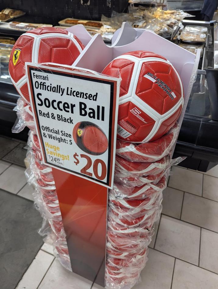 SCUDER Ferrari Officially Licensed Soccer Ball Red&Black Official Size &Weight:5 Huge Savings! $2499 ach $20 SIZE WEIGHT Ferrari