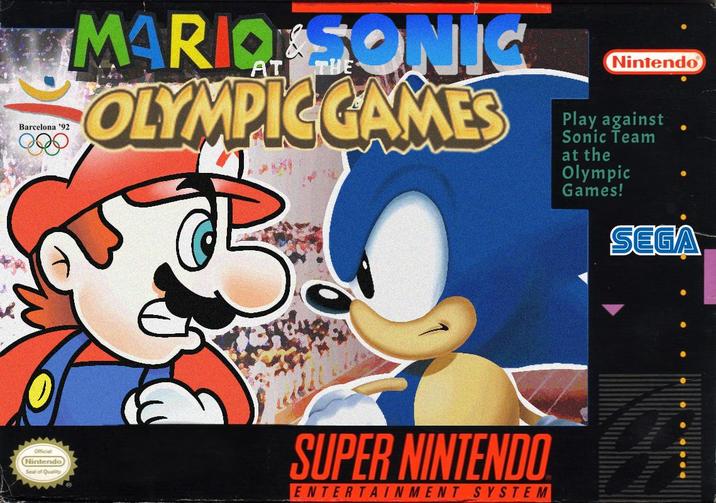 Barcelona '92 MARIO SONIC OLYMPIC GAMES Nintendo Play against Sonic Team at the Olympic Games! SEGA Official (Nintendo Seal of Quality SUPER NINTENDO ENTERTAINMENT SYSTEM