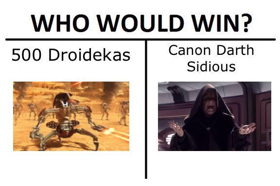 WHO WOULD WIN? 500 Droidekas Canon Darth Sidious