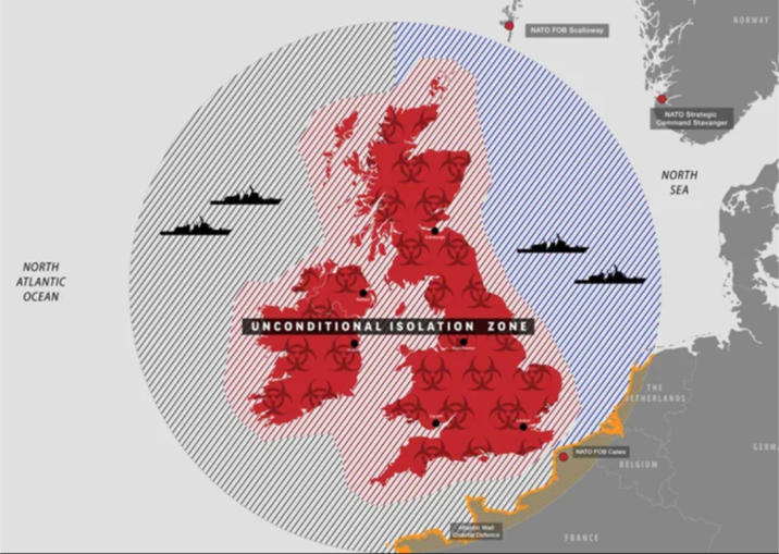 NORTH ATLANTIC OCEAN UNCONDITIONAL ISOLATION ZONE NORWAY NATO FOB Scalloway NATO FOB Cas Pic Wall Canal Defence FRANCE NATO Strategic Command Stavanger NORTH SEA THE RLANDS GERMA BELGIUM