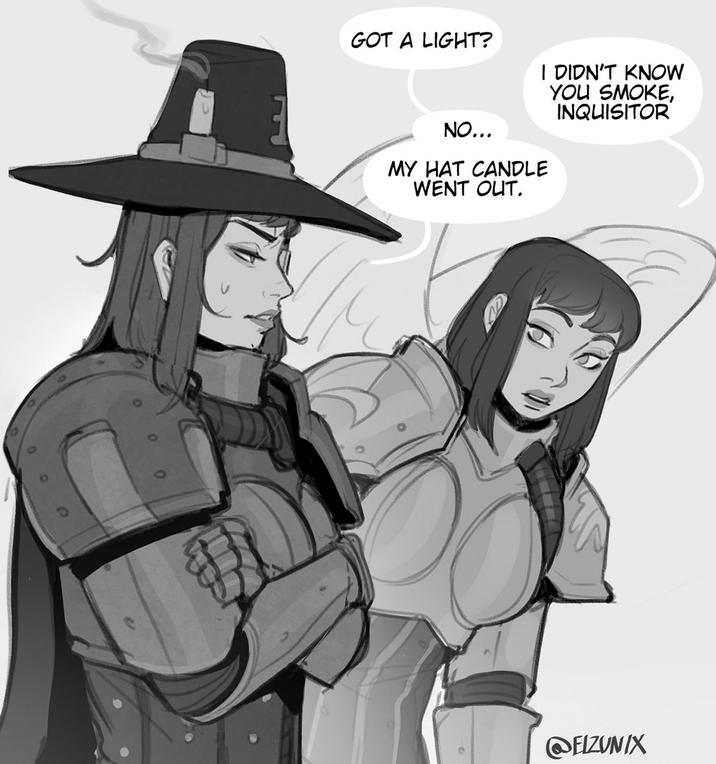 GOT A LIGHT? NO... I DIDN'T KNOW YOU SMOKE, INQUISITOR MY HAT CANDLE WENT OUT. @ELZUNIX