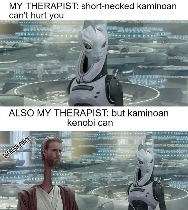 MY THERAPIST: short-necked kaminoan can't hurt you ALSO MY THERAPIST: but kaminoan kenobi can @FRESH.PINCE