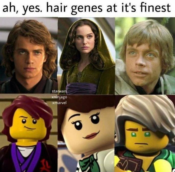 ah, yes. hair genes at it's finest starwars xninjago xmarvel