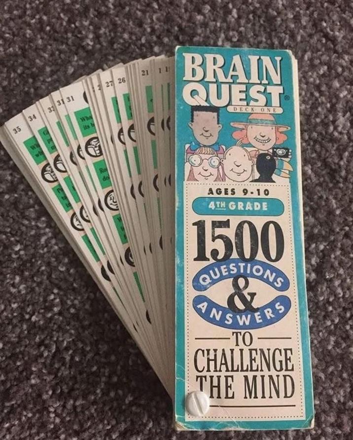 35 55 2 27 26 21 11 33 31 31 34 W Whe its b BRAIN QUEST DECK ONE & Ro do AGES 9-10 4TH GRADE 1500 QUESTIONS ANSWERS -TO CHALLENGE THE MIND
