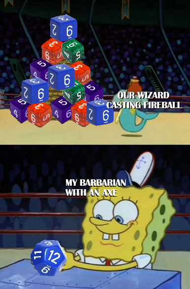 3 5 5 9 27 92 601 3 92 5 6 S OUR WIZARD CASTING FIREBALL 6676 F12 6 MY BARBARIAN WITH AN AXE