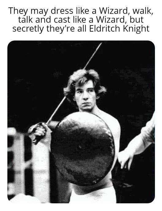 They may dress like a Wizard, walk, talk and cast like a Wizard, but secretly they're all Eldritch Knight
