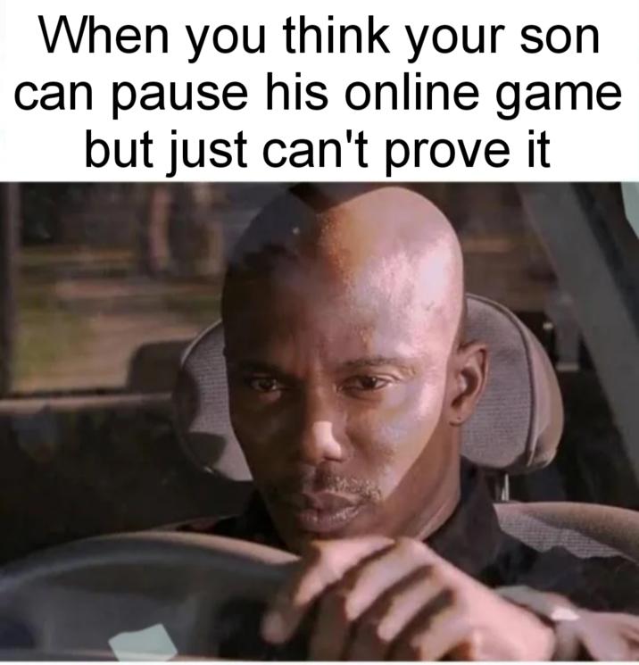 When you think your son can pause his online game but just can't prove it