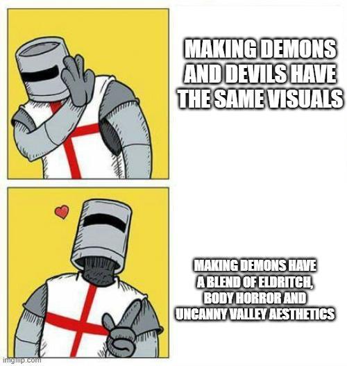 imgrip.com MAKING DEMONS AND DEVILS HAVE THE SAME VISUALS MAKING DEMONS HAVE A BLEND OF ELDRITCH, BODY HORROR AND UNCANNY VALLEY AESTHETICS