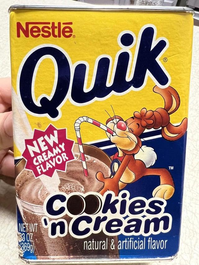 Nestle Quik NET WT 3 OZ $3690 NEW CREAMY FLAVOR Cookies 'n Cream cookies natural&artificial flavor TM