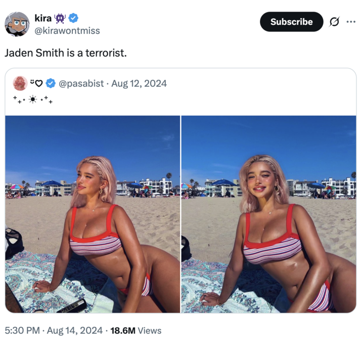 A "tweet":https://knowyourmeme.com/memes/sites/twitter-x about "Jaden Smith":https://knowyourmeme.com/memes/people/jaden-smith supposedly ""fumbling":https://knowyourmeme.com/memes/fumbling-a-bad-bitch" his ex-girlfriend Sab Zada, whom he allegedly cheated on in 2024 with an "influencer":https://knowyourmeme.com/memes/social-media-influencer named Khleopatre. 
