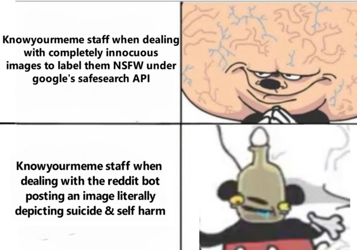 I just think it's impressive how they go out of their way to filter even the most innocous stuff yet completely ignore what the bot uploads.