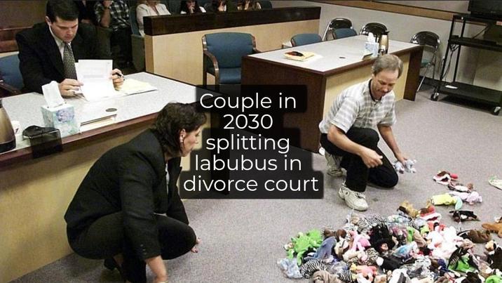 Couple in 2030 splitting labubus in divorce court