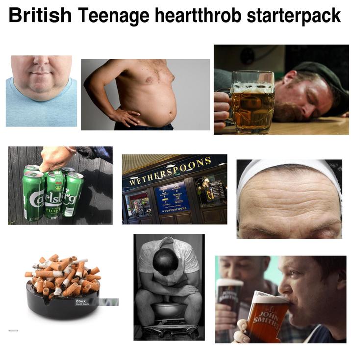 1014990810 British Teenage heartthrob starterpack 6x0,5L SPACK ون ناكامو PILSN iStock Credit: Coprid WETHERSPOONS Fumily Dining Award Winning Won FOOD served all day 4 World Class LAWATTA + Spirits Global Beers & DOUT ONLY Under 15's Welcome un 9:00pm WETHERSPOONS Nalvin Klein Calvin Klein Colvin K WORITSA JOHN SMITHS