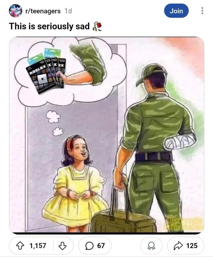 r/teenagers 1d This is seriously sad, 10 25 50 100 ROBLOX Join 1,157 ♡ ☐ 67 125