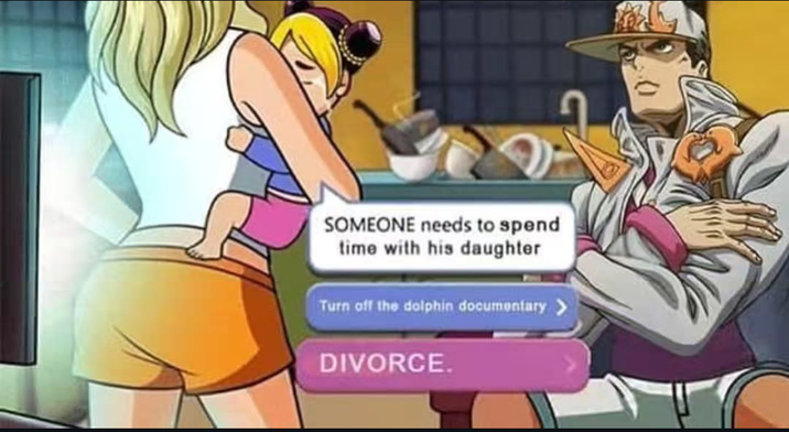 SOMEONE needs to spend time with his daughter Turn off the dolphin documentary > DIVORCE.