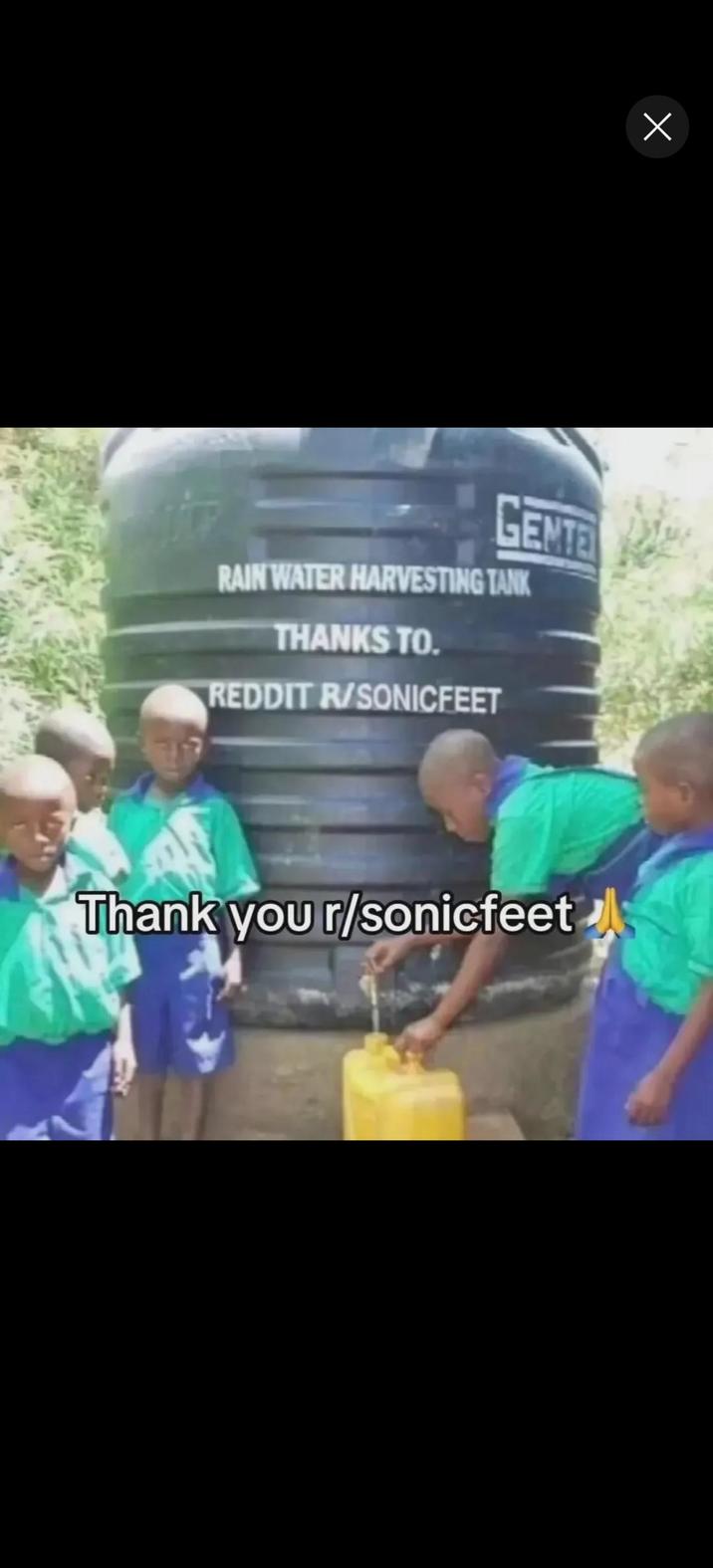 GENTE RAIN WATER HARVESTING TANK THANKS TO. REDDIT R/SONICFEET Thank you r/sonicfeet Х