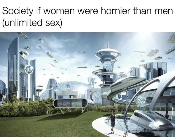 Society if women were hornier than men (unlimited sex)