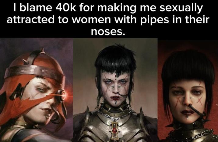 I blame 40k for making me sexually attracted to women with pipes in their noses.