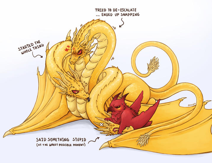 STARTED THE WHOLE THING SAID SOMETHING STUPID (AT THE WROST POSSIBLE MOMENT) TRIED TO DE-ESCALATE ENDED UP SNAPPING " @MACHEIW