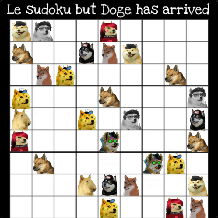 Le Sudoku but Doge has arrived BAD KITTY B BAD KITTY BAD KITTY
