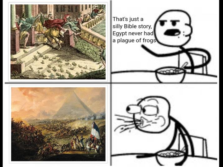 That's just a silly Bible story, Egypt never had a plague of frogs