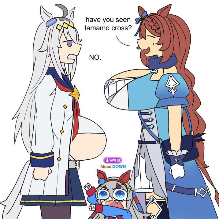 Oguri Cap and Super Creek look for Tamamo Cross