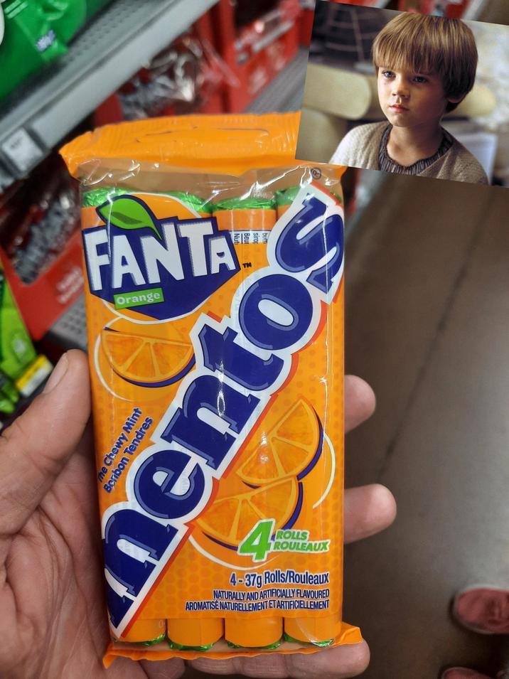 FANTA Orange The Chewy Mint Bonbon Tendres mentos 0 ROLLS ROULEAUX 4-37g Rolls/Rouleaux NATURALLY AND ARTIFICIALLY FLAVOURED AROMATISÉ NATURELLEMENT ET ARTIFICIELLEMENT