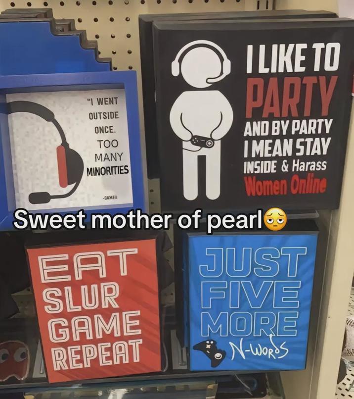 "I WENT OUTSIDE ONCE. TOO MANY MINORITIES -GAMEN I LIKE TO PARTY AND BY PARTY I MEAN STAY INSIDE & Harass Women Online Sweet mother of pearl EAT JUST SLUR FIVE GAME MORE REPEAT N-WORDS