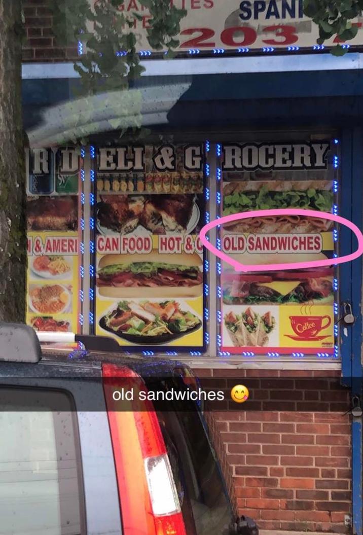 SPANK 203 RU ELI & GROCERY Sy 1&AMERICAN FOOD HOT & COLD SANDWICHES PPT old sandwiches Coffee