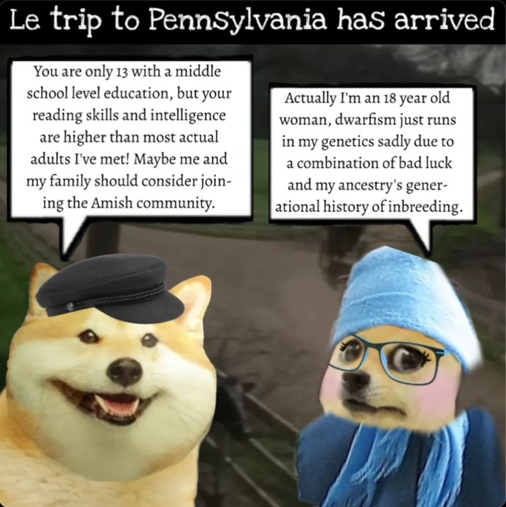 Le trip to Pennsylvania has arrived You are only 13 with a middle school level education, but your reading skills and intelligence are higher than most actual adults I've met! Maybe me and my family should consider join- ing the Amish community. Actually I'm an 18 year old woman, dwarfism just runs in my genetics sadly due to a combination of bad luck and my ancestry's gener- ational history of inbreeding.