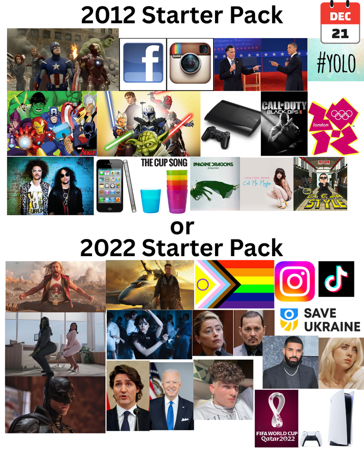 UFFLIN 2012 Starter Pack DEC 21 AVENGERS 70 f CALL DUTY BLACK OPS II #YOLO london THE CUP SONG IMAGINE DRAGONS DEMONS 16 or CARLY RAE JEPSEN Call Me Maybe 2022 Starter Pack STYLE M FIFA WORLD CUP Qatar2022 ل SAVE UKRAINE