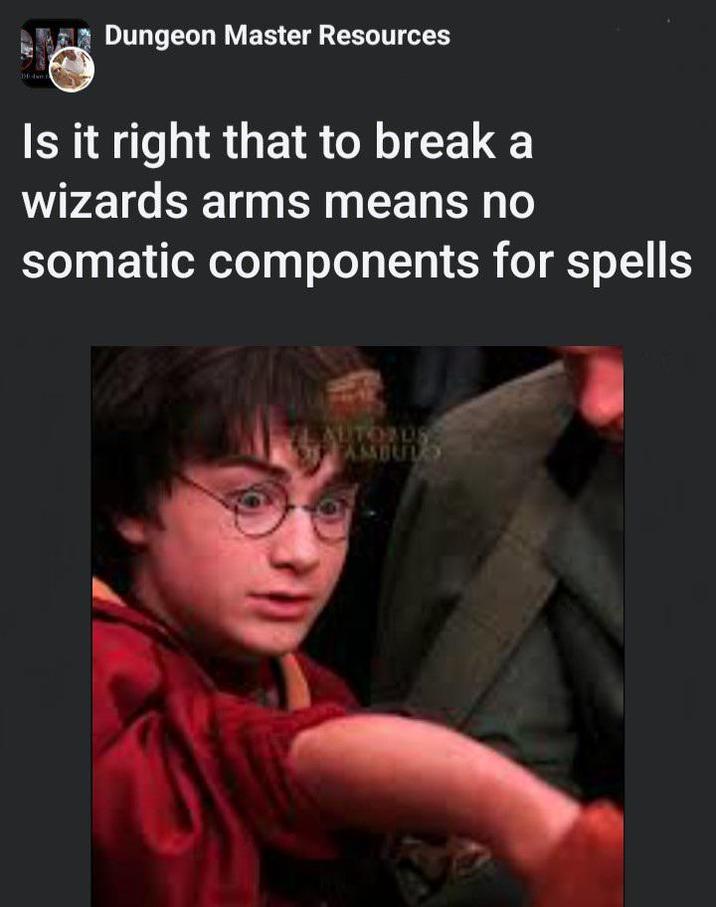 Dungeon Master Resources Is it right that to break a wizards arms means no somatic components for spells LAUTOBUS AMBULAY