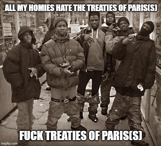 ALL MY HOMIES HATE THE TREATIES OF PARISIS) imgflip.com F--- TREATIES OF PARIS(S)