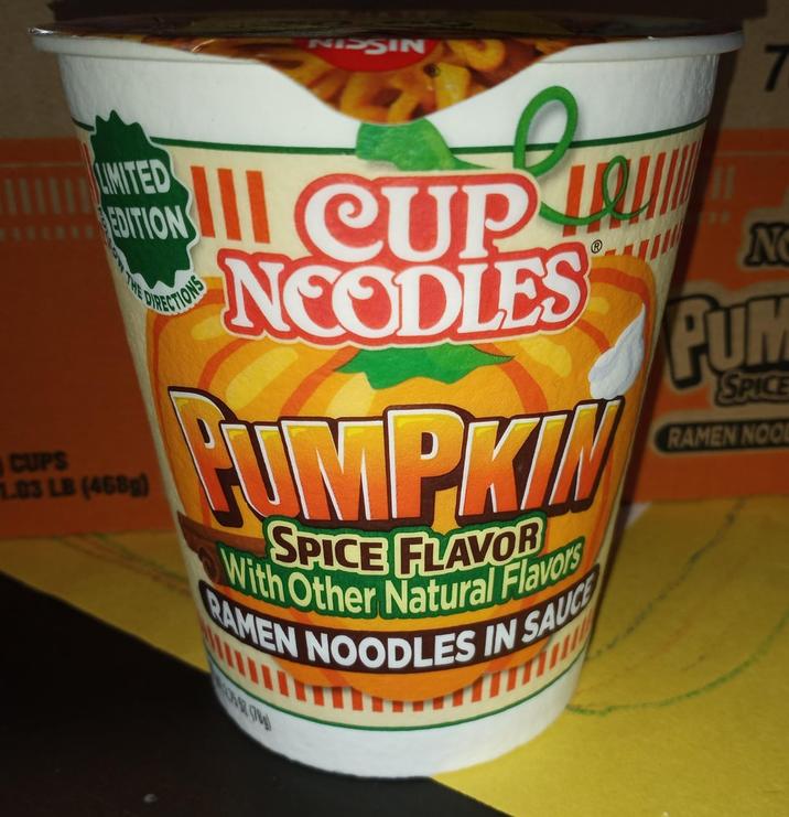NISSIN CUPS LIMITED 1.03 LB (468) EDITION DIRECTIONS HE CUPA NEODLES PUMPKIN With Other Natural Flavors RAMEN NOODLES IN SAUCE SPICE FLAVOR N PUM SPICE RAMEN NOO