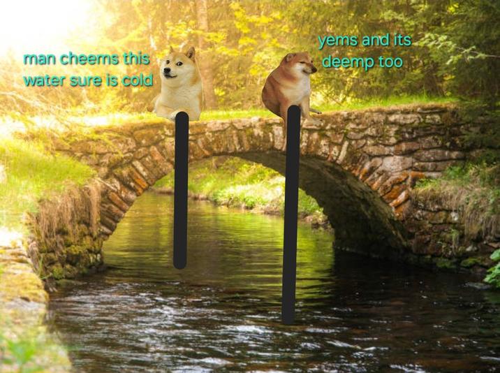 man cheers this water sure is cold yems and its deemp too