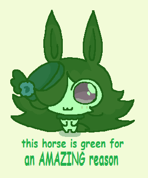 this horse is green for an AMAZING reason A piece of Umamusume fan art. The art reads, "this horse is green for an AMAZING reason."