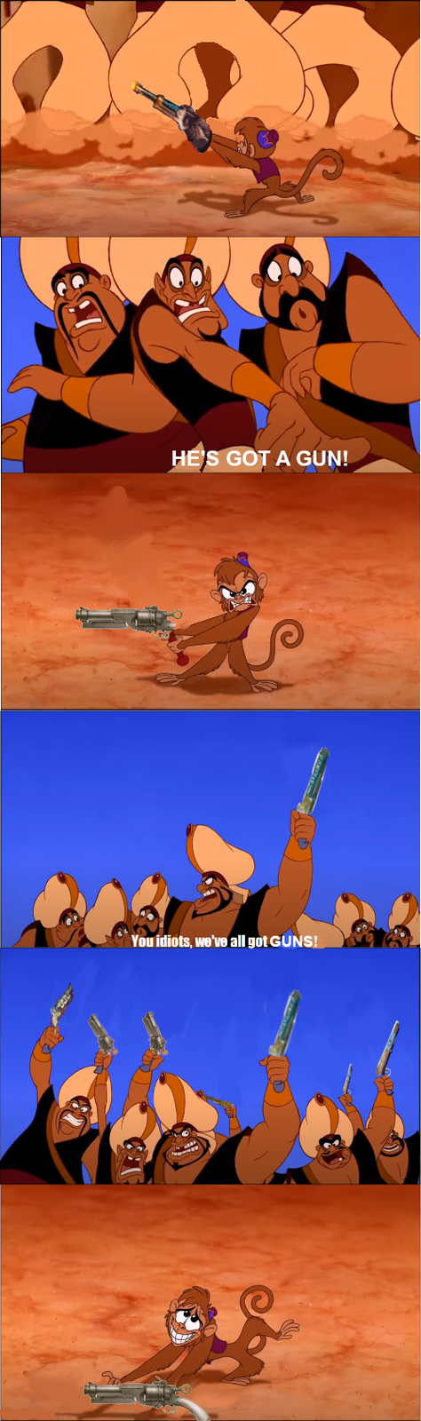 HE'S GOT A GUN! You idiots, we've all got GUNS!