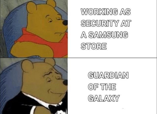 WORKING AS SECURITY AT A SAMSUNG STORE GUARDIAN OF THE GALAXY