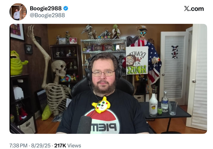 Boogie2988 ❤ @Boogie2988 tsill 7:38 PM 8/29/25 217K Views Mi TAMOO A M רוכת X.com X